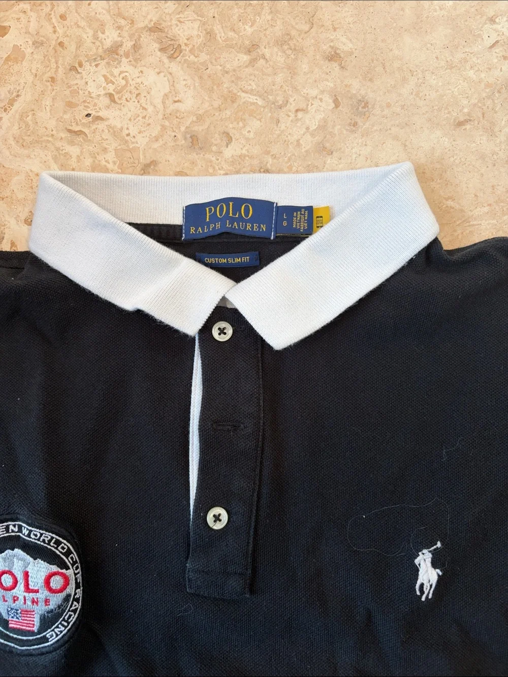 Polo by Ralph Lauren Black Polo with White Contrast Collar